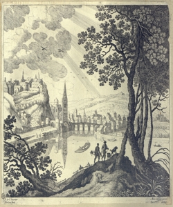 paesaggio fluviale con citt¿, figure e animali Nieulandt, Willem II van detto il Terranova