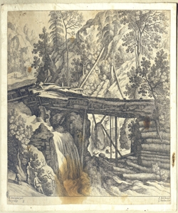 paesaggio fluviale con canale sopraelevato e figure Nieulandt, Willem II van detto il Terranova