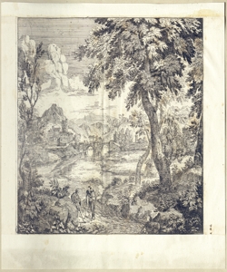 paesaggio fluviale con figure Onofri, Crescenzio