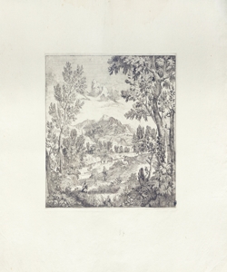 paesaggio fluviale con figure Onofri, Crescenzio