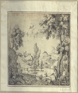 paesaggio fluviale con figure Onofri, Crescenzio