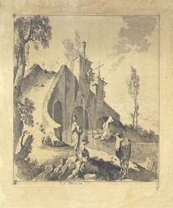 veduta di campagna con edificio e pastori Palmieri, Pietro Giacomo