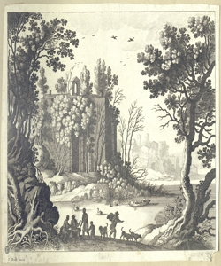 paesaggio con alberi e figure Perelle, Gabriel