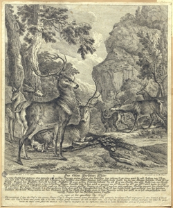 cervi nel bosco Ridinger, Johann Elias