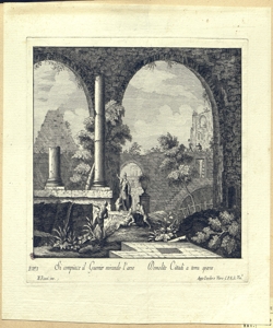 veduta con rovine classiche e figure Ricci, Marco