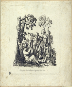 Bacco giovane festeggia bevendo vino insieme ad alcuni amorini Rosaspina, Francesco