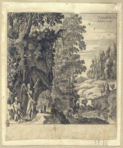 Elia nel deserto nutrito dall'angelo Swanevelt, Hermann van