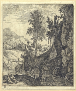 paesaggio fluviale con coppia di figure Swanevelt, Hermann van