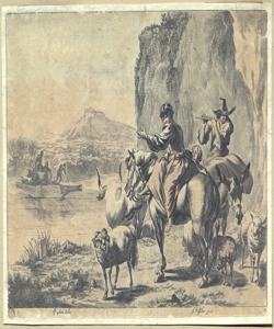 pastori e animali nei pressi di un fiume Visscher, Johannes