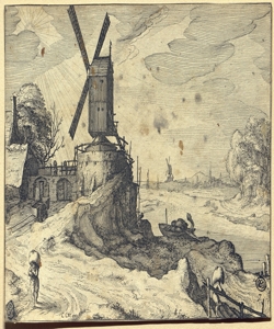 paesaggio fluviale nordico con mulino Visscher, Claes Jansz.