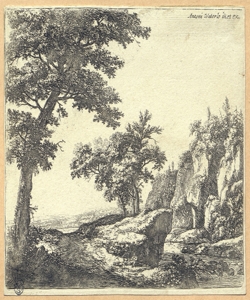 paesaggio fluviale con alberi e rocce Waterloo, Anthonie