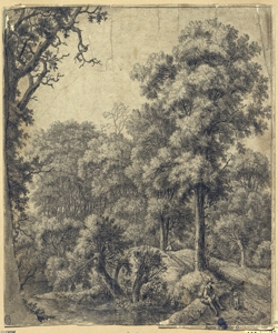 paesaggio fluviale con alberi e figure Waterloo, Anthonie