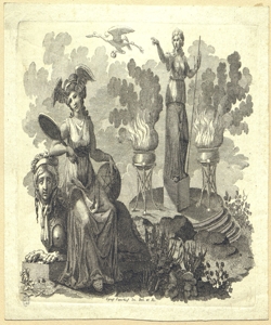 allegoria con figura femminile e sfinge Santi, Ciro