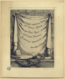 Citazione di un'Epistola di Orazio su tendaggio, affiancato da tavolozza e Weirotter, Franz Edmund