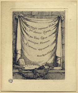 Citazione di un'Epistola di Orazio su tendaggio, affiancato da tavolozza e Weirotter, Franz Edmund