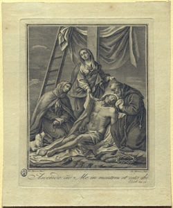 compianto sul Cristo morto con la Madonna, Santa Chiara e San Francesco Mercoli, Giacomo
