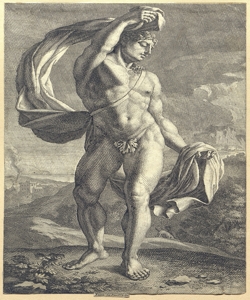 uomo nudo entro un paesaggio Anonimo