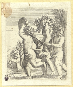 putti che danzano e portano fiori Bellavia, Marcantonio