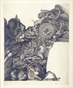 particolare di soffitto affrescato Audran, Benoit