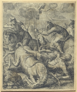 martirio di un santo a cavallo 