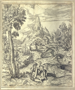 paesaggio con montagne e figure in primo piano Lefebre, Valentin