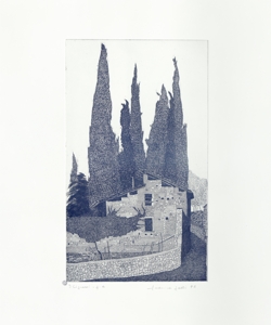 edificio con cipressi Galli, Federica