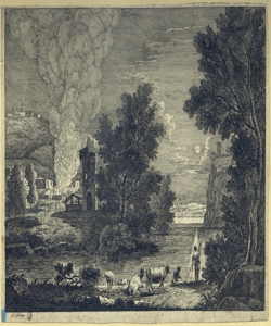 paesaggio urbano lacustre con pastori Ricci, Marco