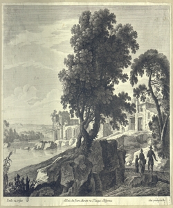 paesaggio fluviale con edifici e figure Perelle, Gabriel