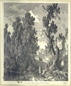 paesaggio fluviale con alberi e viandanti Perelle, Gabriel