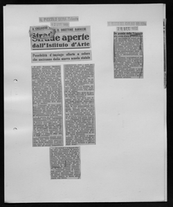 A COLLOQUIO CON IL DIRETTORE BAROCCHI - Strade aperte dall'Istituto d'Arte - Possibilità d'impiego offerte a coloro che usciranno dalla nuova scuola statale, sta in IL PICCOLO SERA - quotidiano