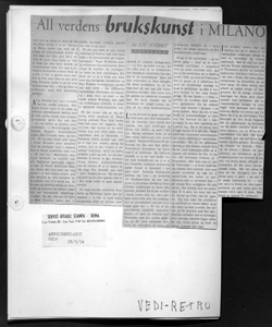 All verdens brukskunst i MILANO, sta in ARBEIDERBLADET - quotidiano