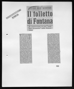 ANDAR PER MOSTRE - Il folletto di Fontana - In esposizione le sue 
