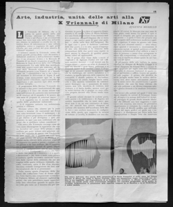 Arte, industria, unità delle arti, alla X Triennale di Milano, sta in IL MERCURIO - quotidiano