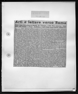 Arti e lettere verso Roma - Finiti i tempi d'oro milanesi di Bagutta, del 