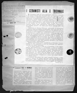 CERAMISTI ALLA X TRIENNALE, sta in LA CERAMICA - periodico