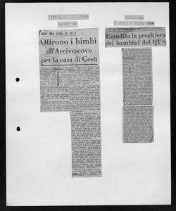 COME UNA FIABA AL QT.8 - Offrono i bimbi all'Arcivescovo per la casa di Gesù, sta in L'ITALIA - quotidiano