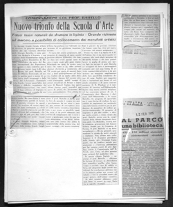 CONVERSAZIONE COL PROF. BAITELLO - Nuovo trionfo della Scuola d'Arte - Vistosi tesori naturali da sfruttare in Irpinia - Grande richiesta sul mercato e possibilità di collocamento dei manufatti artistici, sta in CORRIERE DELL'IRPINIA - quotidiano