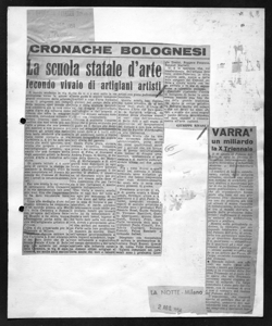 CRONACHE BOLOGNESI - La scuola statale d'arte fecondo vivaio di artigiani artisti, sta in L'AVVENIRE D'ITALIA - quotidiano