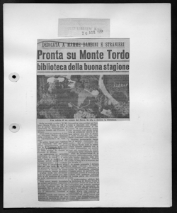 DEDICATA A MAMME BAMBINI E STRANIERI - Pronta su Monte Tordo biblioteca della buona stagione, sta in CORRIERE LOMBARDO - quotidiano