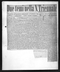 Due temi nella X Triennale - L'estetica del prodotto industriale e il ritorno a un rapporto unitario fra pittura, scultura e architettura - Sedici sezioni straniere - Buon gusto nello standard, sta in LA VOCE REPUBBLICANA - quotidiano