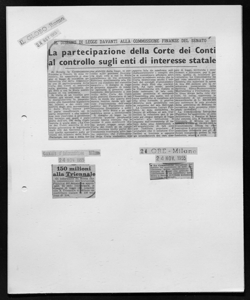 IL DISEGNO DI LEGGE DAVANTI ALLA COMMISSIONE FINANZE DEL SENATO - La partecipazione della Corte dei Conti al controllo sugli enti di interesse statale, sta in IL GLOBO - quotidiano