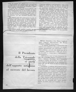 Il Presidente della Triennale ci parla dell'apporto artigiano al mercato del lavoro, sta in RINASCITA ARTIGIANA - periodico