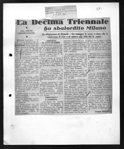 La Decima Triennale ha sbalordito Milano - Un telegramma di Einaudi: <<La rassegna fa onore a coloro che la confortano di fede e di opere alla città che la ospita>>, sta in CRONACA - quotidiano