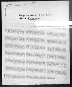 La presenza di Fede Cheti alla X Triennale, sta in DOMUS - periodico