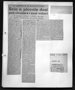 LA TRIENNALE AL RALLENTATORE - Solo a piccole dosi può rivelare i suoi valori - Si possono rilevare i difetti, ma non negare l'importanza di questa mostra, sta in IL POPOLO - quotidiano