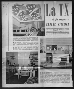 La TX ci fa sognare una casa - L'interesse della maggioranza dei visitatori alla decima Triennale di Milano si è concentrato sui moderni alloggi-tipo per case economiche popolari e sui mobili studiati per una produzione in serie a basso costo, sta in VIE NUOVE - periodico