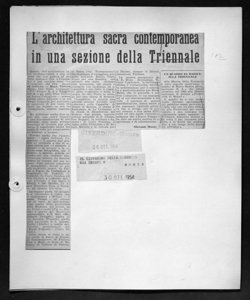 L'architettura sacra contemporanea in una sezione della Triennale - UN QUADR DI RADICE ALLA TRIENNALE, sta in IL CITTADINO - quotidiano