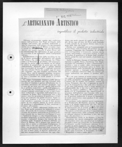 L'ARTIGIANATO ARTISTICO ingentilisce il prodotto industriale, sta in RINASCITA ARTIGIANA - periodico