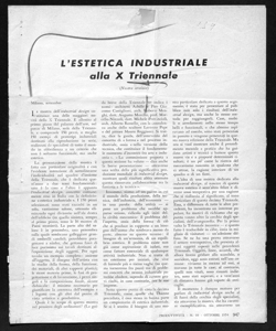 L'ESTETICA INDUSTRIALE alla X Triennale, sta in PRODUTTIVITÀ - periodico