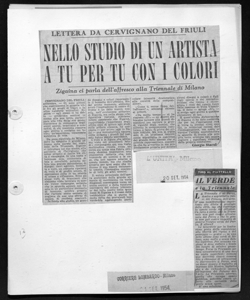 LETTERA DA CERVIGNANO DEL FRIULI - NELLO STUDIO DI UN ARTISTA A TU PER TU CON I COLORI - Zigaina ci parla dell'affresco alla Triennale di Milano, sta in L'UNITÀ - quotidiano